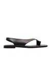Totême Black Suede Low One-finger Sandals With Elasticated Ankle Strap In Black
