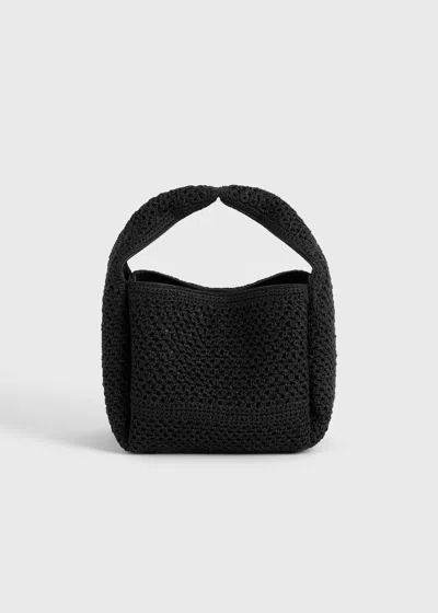 Totême Petite Crochet Bucket Bag Black