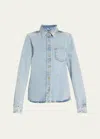Totême Women's Blue Overshirt With Pocket Detail In Light/pastel Blue