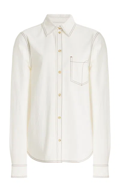 Totême Petite Tumbled Organic Cotton Shirt In White