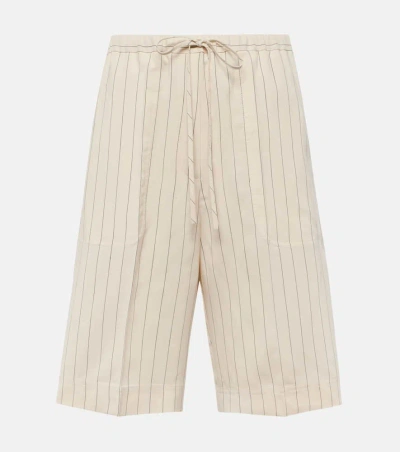 Totême Pinstripe Twill Shorts In White