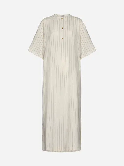 Totême Pinstriped Viscose-blend Tunic Dress In Beige