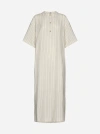 Totême Pinstriped Crepe Midi Dress In Ecru,black