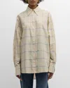 Totême Toteme Windowpane Check Oversize Organic Cotton Poplin Button-up Shirt In Natural