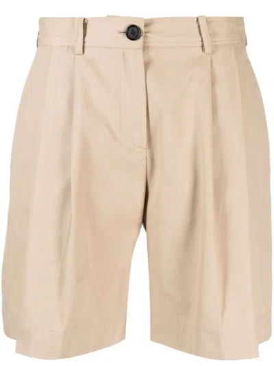 Totême Pleat-detail Shorts In Neutrals
