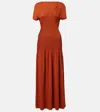 Totême Pleated Stretch-jersey Maxi Dress In Orange