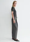 Totême Pleated Straight Trousers Grey Melange In Grey Melange