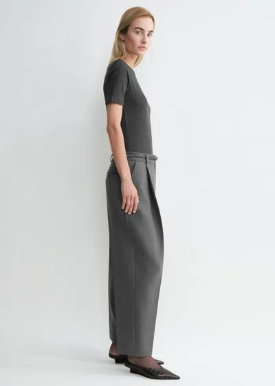 Totême Pleated Straight Trousers Grey Melange