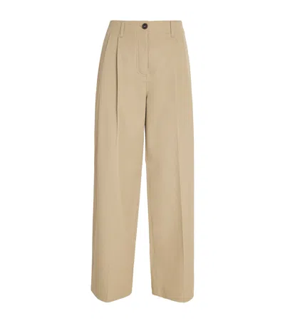 Totême Pleated Wide-leg Chinos In Beige