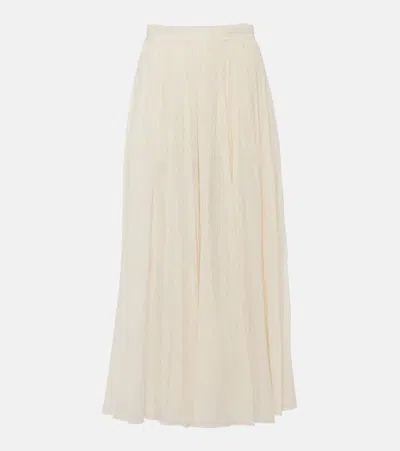 Totême Plissé Organic Cotton Chiffon Maxi Skirt In Meringue