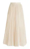 Totême Plissé Organic Cotton Chiffon Maxi Skirt In Meringue