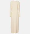 Totême Womens Butter Flap-pockets Long-sleeves Woven-blend Maxi Dress In Beige