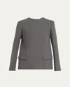 Totême Pocket Long Sleeve Evening Top In Open Grey