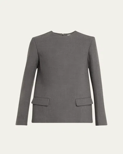 Totême Pocket Long Sleeve Evening Top In Open Grey