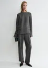 Totême Womens Grey Melange Round-neck Shoulder-pad Woven Top In Grey Melange