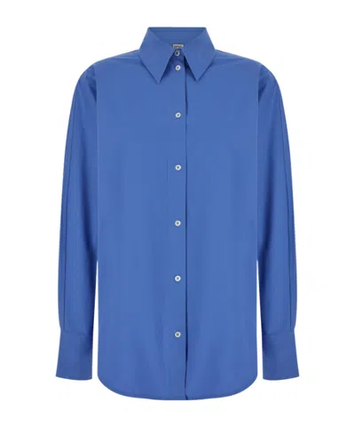 Totême Pointed-collar Poplin Shirt In Blue