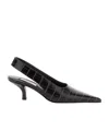 Totême Toteme Women Leather Decolletã© Slingback With Croco Effect In Black