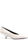 Totême The Wedge Heel 55 Leather Pumps In 055 Cream