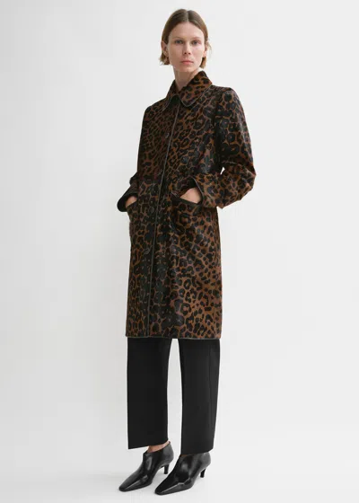 Totême Pony Hair Coat Leopard In Animal Print