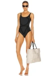 Totême Monogram Printed Recycled Swimsuit In Black Monogram