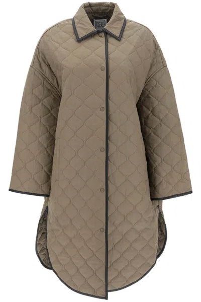 Totême Quilted Cocoon Coat In Green