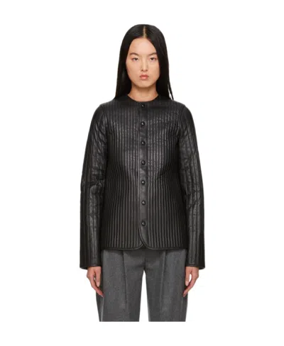 Totême Quilted Leather Jacket In Black