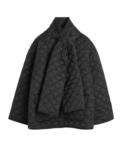 Totême Naxos Scarf-detailed Quilted Recycled-shell Jacket In Black