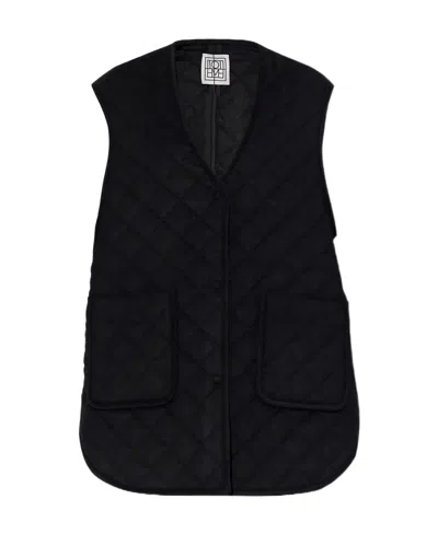 Totême Quilted Wool Vest In Black