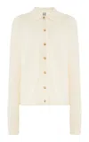 Totême Straight-collar Cashmere Shirt In Ivory