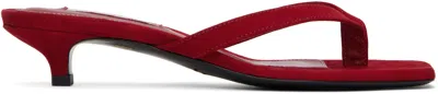 TOTÊME RED SUEDE HEELED FLIP-FLOPS