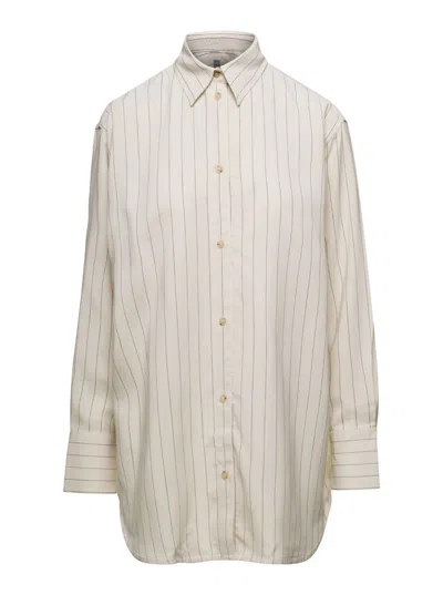 Totême Relaxed Pinstriped Shirt In White/black