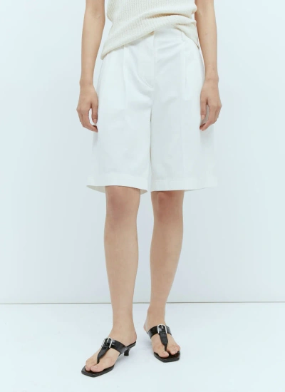 Totême Relaxed Twill Bermuda Shorts In White