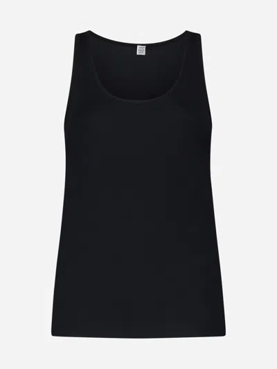 Totême Black Crewneck Tank Top In 001 Black
