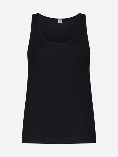 Totême Rib Knit Cotton Tank Top In Black