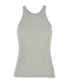 Totême Grey Tank Top With U Neckline In Ribbed Cotton Woman In Gray
