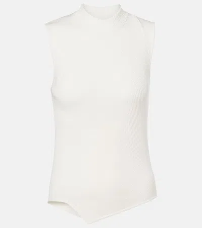 Totême Ribbed-knit Asymmetric Top In White