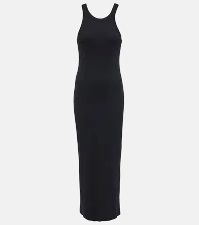 TOTÊME RIBBED-KNIT COTTON-BLEND JERSEY MIDI DRESS