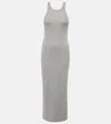 Totême Ribbed Organic Cotton-blend Jersey Maxi Dress In Grey