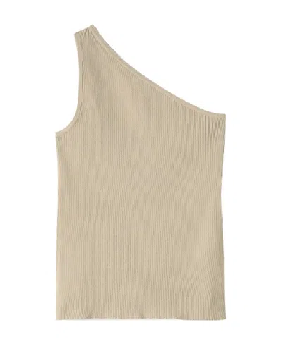 Totême Ribbed-knit One-shoulder Top In Nude