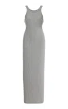 Totême Ribbed Organic Cotton-blend Jersey Maxi Dress In Grey