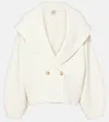 Totême Toteme Double Breasted Shawl Collar Wool Blend Rib Cardigan In White