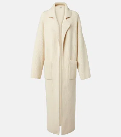 Totême Ribbed-knit Wool-blend Coat In Beige