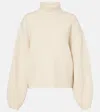 Totême Ribbed-knit Wool-blend Turtleneck Sweater In Off White
