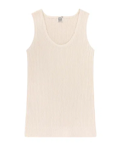 Totême Ribbed Knitted Top In White