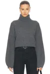 Totême Ribbed Turtleneck Sweater In Grey Melange