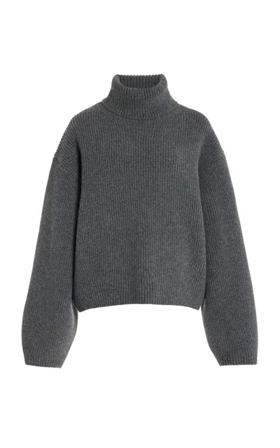 Totême Ribbed Turtleneck In Grey Melange