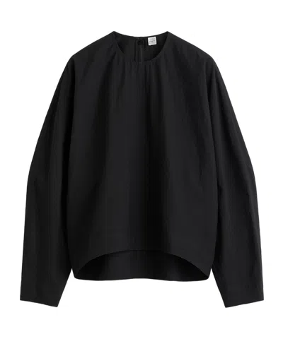Totême Round-collar And Long-sleeved Top In Black