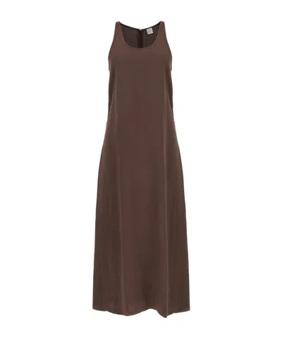 Totême Round Collar Sleeveless Dress In Brown