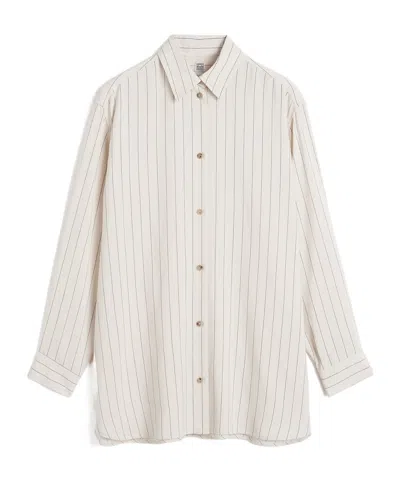Totême Round Hem Pinstriped Shirt In White