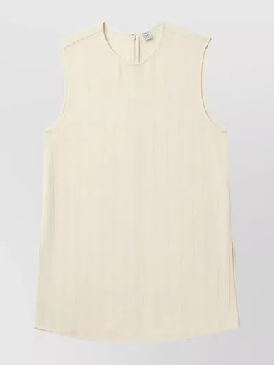 Totême Round Neckline Sleeveless Top With Side Slits In Beige